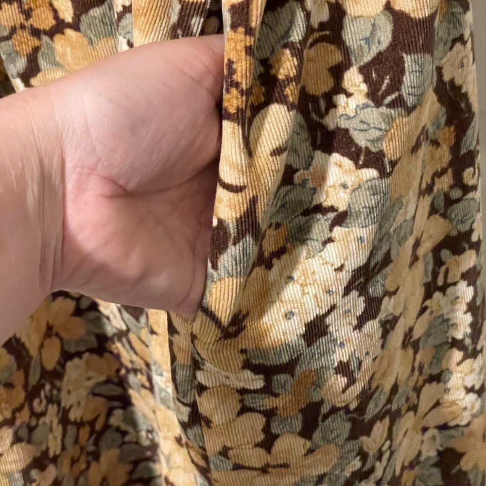 LENA AND LOU Brown Multi Color Floral Corduroy Dress with Pockets Size 3X - Picture 5 of 8